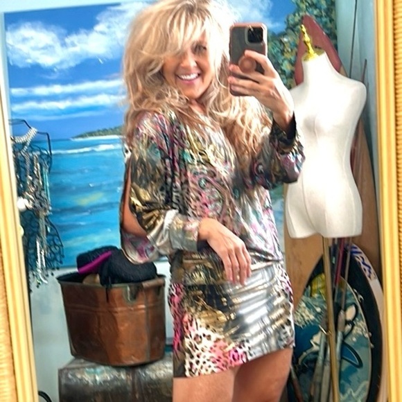 Anthro’s Uluwatu, Y2K Multicolor Mashup, Open-Back, Stretch, Dress, Size Lg - Picture 8 of 10